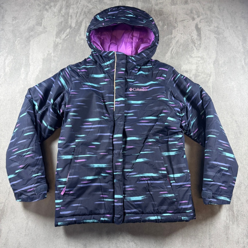 Columbia Youth Girls Horizon Ride Puffer Jacket Small S Navy Purple